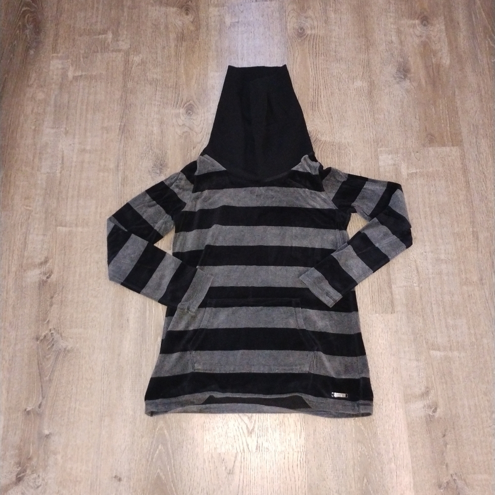 Calvin Klein Striped Velvet Turtleneck Top